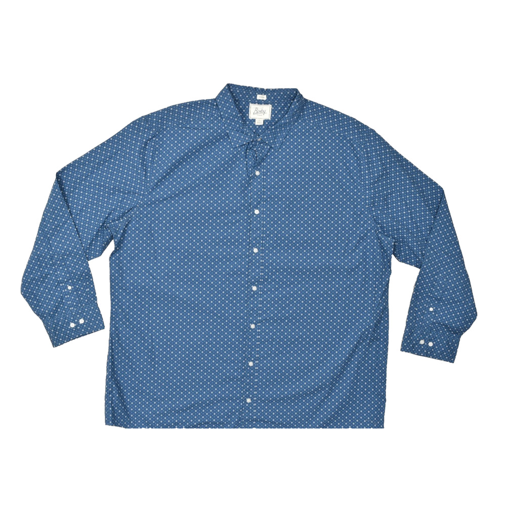 Bixby Nomad Men's XXXL Regular Fit Blue Micro Print Long Sleeve 100% Cotton Butt